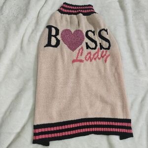 Vibrant Pink & Black 'Boss Lady' Knit Dog Sweater